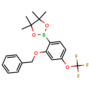 Chemical structure of 2-(2-(Benzyloxy)-4-(trifluoromethoxy)phenyl)-4,4,5,5-tetramethyl-1,3,2-dioxaborolane , AChemBlock AD290862