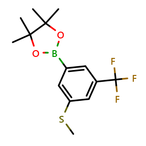 Chemical structure of 3-(Methylthio)-5-(trifluoromethyl)phenylboronic acid pinacol ester , AChemBlock AD290866