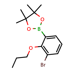 Chemical structure of 3-Bromo-2-propoxyphenylboronic acid pinacol ester , AChemBlock AD290872