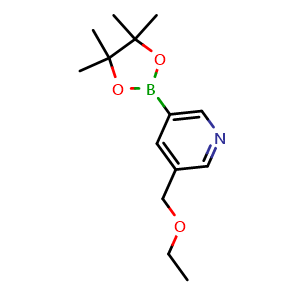 Chemical structure of 3-(Ethoxymethyl)-5-(4,4,5,5-tetramethyl-1,3,2-dioxaborolan-2-yl)pyridine , AChemBlock AD290880