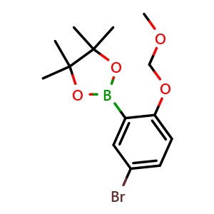 Chemical structure of 2-(5-Bromo-2-(methoxymethoxy)phenyl)-4,4,5,5-tetramethyl-1,3,2-dioxaborolane , AChemBlock AD290881