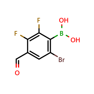 Chemical structure of (6-Bromo-2,3-difluoro-4-formylphenyl)boronic acid , AChemBlock AD290886