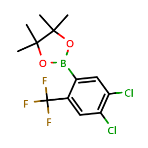 Chemical structure of 2-(4,5-Dichloro-2-(trifluoromethyl)phenyl)-4,4,5,5-tetramethyl-1,3,2-dioxaborolane , AChemBlock AD290889