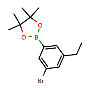 Chemical structure of 2-(3-Bromo-5-ethylphenyl)-4,4,5,5-tetramethyl-1,3,2-dioxaborolane , AChemBlock AD290892