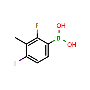 Chemical structure of (2-Fluoro-4-iodo-3-methylphenyl)boronic acid , AChemBlock AD290895