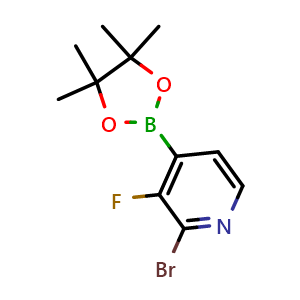 Chemical structure of 2-Bromo-3-fluoro-4-(tetramethyl-1,3,2-dioxaborolan-2-yl)pyridine , AChemBlock AD290905