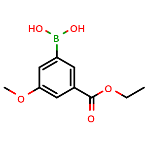 Chemical structure of (3-(Ethoxycarbonyl)-5-methoxyphenyl)boronic acid , AChemBlock AD290909