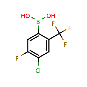 Chemical structure of 4-Chloro-5-fluoro-2-(trifluoromethyl)phenylboronic acid , AChemBlock AD290916