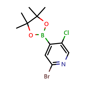 Chemical structure of 2-Bromo-5-chloro-4-(4,4,5,5-tetramethyl-1,3,2-dioxaborolan-2-yl)pyridine , AChemBlock AD290917