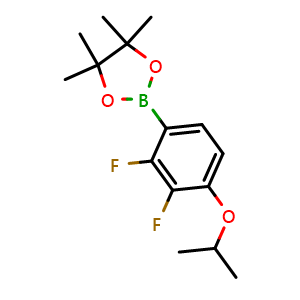 Chemical structure of 2-(2,3-Difluoro-4-isopropoxyphenyl)-4,4,5,5-tetramethyl-1,3,2-dioxaborolane , AChemBlock AD290927