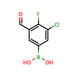 Chemical structure of 3-Chloro-4-fluoro-5-formylphenylboronic acid , AChemBlock AD290928