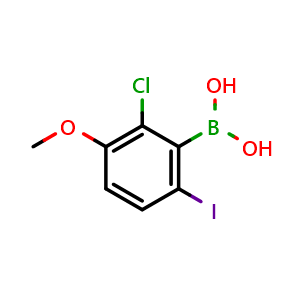 Chemical structure of 2-Chloro-6-iodo-3-methoxyphenylboronic acid , AChemBlock AD290934