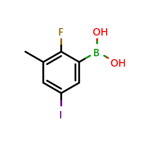Chemical structure of 2-Fluoro-5-iodo-3-methylphenylboronic acid , AChemBlock AD290940