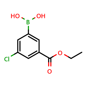 Chemical structure of 3-Chloro-5-(ethoxycarbonyl)phenylboronic acid , AChemBlock AD290946