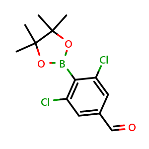 Chemical structure of 3,5-Dichloro-4-(4,4,5,5-tetramethyl-1,3,2-dioxaborolan-2-yl)benzaldehyde , AChemBlock AD290950