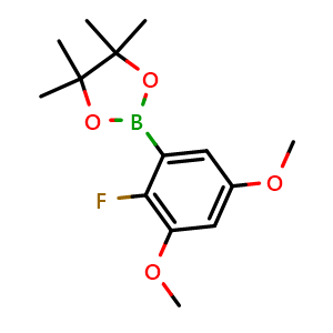 Chemical structure of 2-(2-Fluoro-3,5-dimethoxyphenyl)-4,4,5,5-tetramethyl-1,3,2-dioxaborolane , AChemBlock AD290952
