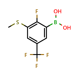 Chemical structure of (2-Fluoro-3-(methylthio)-5-(trifluoromethyl)phenyl)boronic acid , AChemBlock AD290955