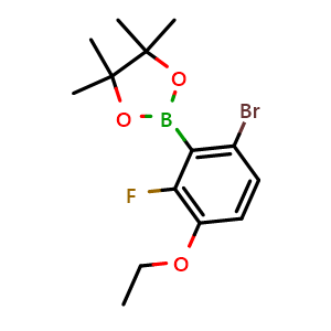 Chemical structure of 2-(6-Bromo-3-ethoxy-2-fluorophenyl)-4,4,5,5-tetramethyl-1,3,2-dioxaborolane , AChemBlock AD290957
