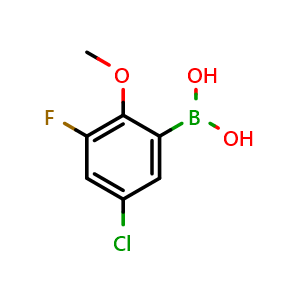 Chemical structure of (5-Chloro-3-fluoro-2-methoxyphenyl)boronic acid , AChemBlock AD290959