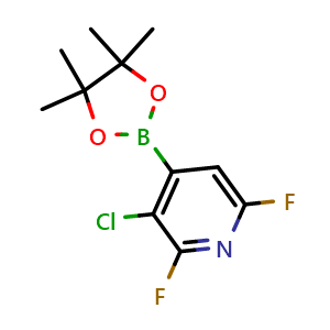 Chemical structure of 3-Chloro-2,6-difluoro-4-(4,4,5,5-tetramethyl-1,3,2-dioxaborolan-2-yl)pyridine , AChemBlock AD290961