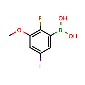 Chemical structure of (2-Fluoro-5-iodo-3-methoxyphenyl)boronic acid , AChemBlock AD290963