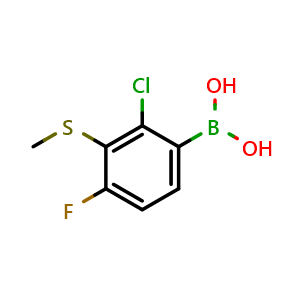 Chemical structure of (2-Chloro-4-fluoro-3-(methylthio)phenyl)boronic acid , AChemBlock AD290965