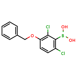 Chemical structure of (3-(Benzyloxy)-2,6-dichlorophenyl)boronic acid , AChemBlock AD290971