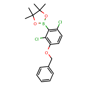 Chemical structure of 2-(3-(Benzyloxy)-2,6-dichlorophenyl)-4,4,5,5-tetramethyl-1,3,2-dioxaborolane , AChemBlock AD290972