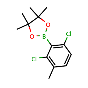 Chemical structure of 2-(2,6-Dichloro-3-methylphenyl)-4,4,5,5-tetramethyl-1,3,2-dioxaborolane , AChemBlock AD290974