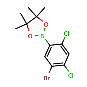Chemical structure of 2-(5-Bromo-2,4-dichlorophenyl)-4,4,5,5-tetramethyl-1,3,2-dioxaborolane , AChemBlock AD290976