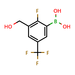 Chemical structure of (2-Fluoro-3-(hydroxymethyl)-5-(trifluoromethyl)phenyl)boronic acid , AChemBlock AD290981
