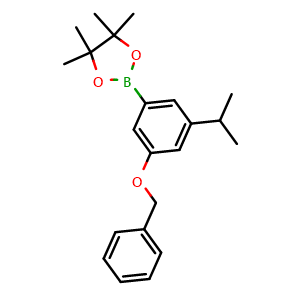 Chemical structure of 2-(3-(Benzyloxy)-5-isopropylphenyl)-4,4,5,5-tetramethyl-1,3,2-dioxaborolane , AChemBlock AD290993