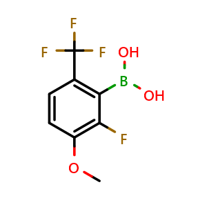 Chemical structure of (2-Fluoro-3-methoxy-6-(trifluoromethyl)phenyl)boronic acid , AChemBlock AD290997