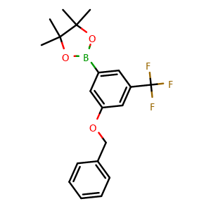 Chemical structure of 2-(3-(Benzyloxy)-5-(trifluoromethyl)phenyl)-4,4,5,5-tetramethyl-1,3,2-dioxaborolane , AChemBlock AD291001