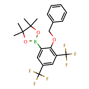 Chemical structure of 2-(2-(Benzyloxy)-3,5-bis(trifluoromethyl)phenyl)-4,4,5,5-tetramethyl-1,3,2-dioxaborolane , AChemBlock AD291004