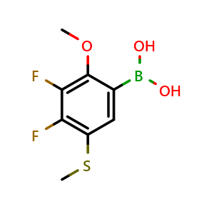 Chemical structure of (3,4-Difluoro-2-methoxy-5-(methylthio)phenyl)boronic acid , AChemBlock AD291013