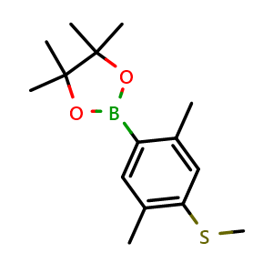 Chemical structure of 2-(2,5-Dimethyl-4-(methylthio)phenyl)-4,4,5,5-tetramethyl-1,3,2-dioxaborolane , AChemBlock AD291030
