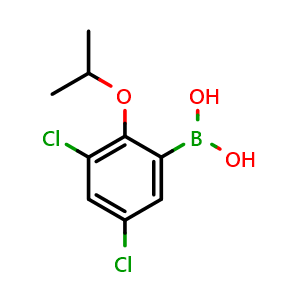 Chemical structure of (3,5-Dichloro-2-isopropoxyphenyl)boronic acid , AChemBlock AD291034