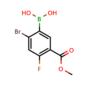 Chemical structure of (2-Bromo-4-fluoro-5-(methoxycarbonyl)phenyl)boronic acid , AChemBlock AD291048