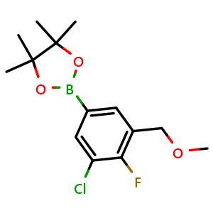 Chemical structure of 2-(3-Chloro-4-fluoro-5-(methoxymethyl)phenyl)-4,4,5,5-tetramethyl-1,3,2-dioxaborolane , AChemBlock AD291053