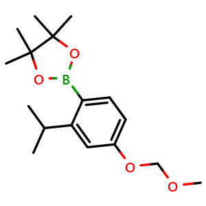 Chemical structure of 2-(2-Isopropyl-4-(methoxymethoxy)phenyl)-4,4,5,5-tetramethyl-1,3,2-dioxaborolane , AChemBlock AD291063
