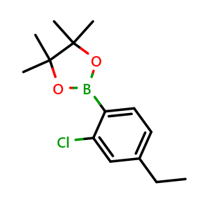 Chemical structure of 2-(2-Chloro-4-ethylphenyl)-4,4,5,5-tetramethyl-1,3,2-dioxaborolane , AChemBlock AD291070