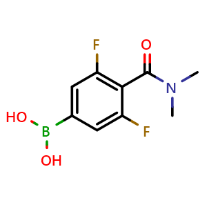 Chemical structure of (4-(Dimethylcarbamoyl)-3,5-difluorophenyl)boronic acid , AChemBlock AD291081