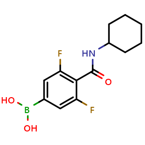 Chemical structure of (4-(Cyclohexylcarbamoyl)-3,5-difluorophenyl)boronic acid , AChemBlock AD291082
