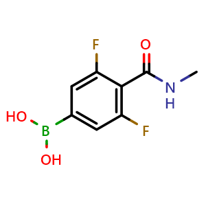 Chemical structure of (3,5-Difluoro-4-(methylcarbamoyl)phenyl)boronic acid , AChemBlock AD291084