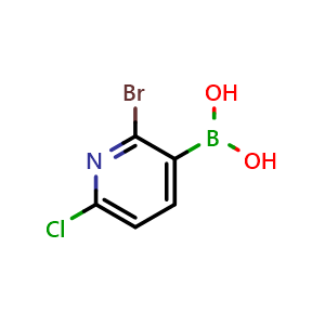 Chemical structure of (2-Bromo-6-chloropyridin-3-yl)boronic acid , AChemBlock AD291085