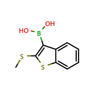 Chemical structure of (2-(methylthio)benzo[b]thiophen-3-yl)boronic acid , AChemBlock AD291094