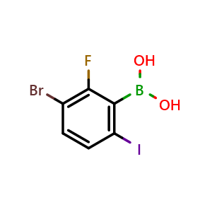 Chemical structure of (3-Bromo-2-fluoro-6-iodophenyl)boronic acid , AChemBlock AD291097
