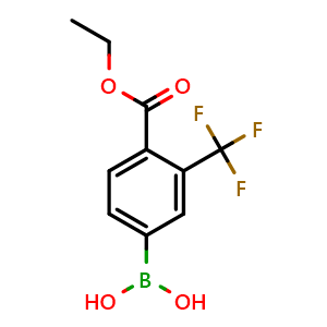 Chemical structure of (4-(Ethoxycarbonyl)-3-(trifluoromethyl)phenyl)boronic acid , AChemBlock AD291098