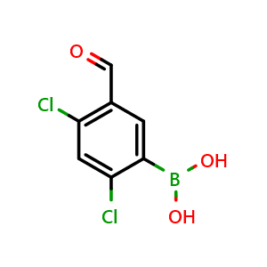 Chemical structure of (2,4-Dichloro-5-formylphenyl)boronic acid , AChemBlock AD291108